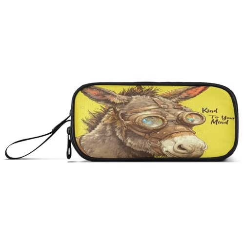 aidingzhi Federmäppchen aus Nylon, mit Reißverschluss, Retro-Stil, Gelber Donk, hohe Kapazität, Federmäppchen für Teenager, Mädchen, Schule, Schreibwaren für Büro, Studenten von aidingzhi