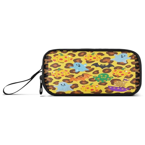 aidingzhi Federmäppchen aus Nylon, mit Reißverschluss, großes Fassungsvermögen, für Teenager, Mädchen, Schreibwaren für High School, Teenager, Jungen, Gelb-Braun von aidingzhi