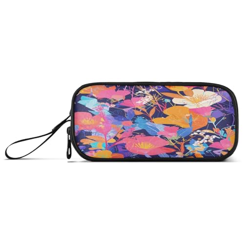 aidingzhi Federmäppchen aus Nylon, mit bunten Blumen, großes Fassungsvermögen, Schreibwaren für Büro, Teenager, Mädchen von aidingzhi