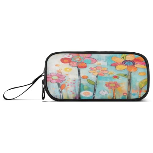 aidingzhi Federmäppchen aus Nylon mit Blumenmuster, lebendige Farben, großes Fassungsvermögen, für Schule, Schreibwaren für College-Männer von aidingzhi