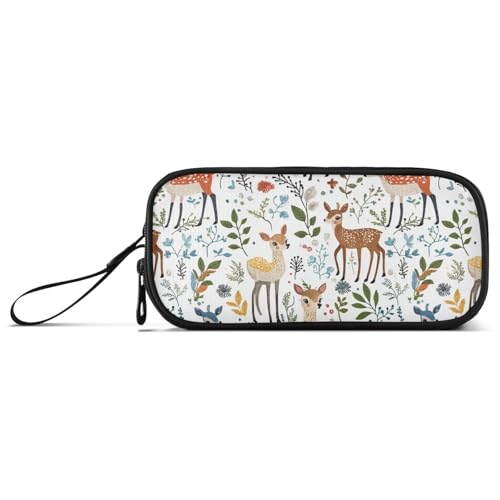 aidingzhi Federmäppchen aus Nylon mit niedlichem Hirsch, weißes Safari-Design, großes Fassungsvermögen, für Teenager, Schreibwaren-Organizer für Mittelschule, Lehrer von aidingzhi
