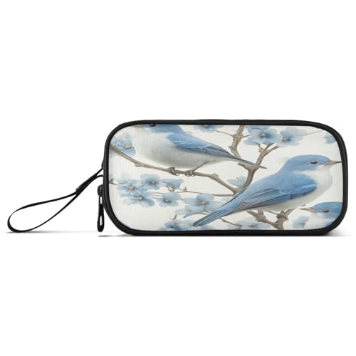 aidingzhi Federmäppchen aus Nylon mit süßem blauem Vogel für Teenager, Mädchen, großes Fassungsvermögen, College-Federmäppchen, Schreibwaren-Organizer für adrette Schuljungen von aidingzhi