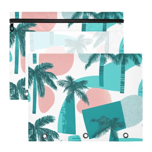 aidingzhi Federmäppchen für A4-Papier, Briefe mit transparentem Fenster, 2 Stück, für Lehrer, Schule, Studenten, Lehrerbedarf, nahtlose Palme, Grün von aidingzhi