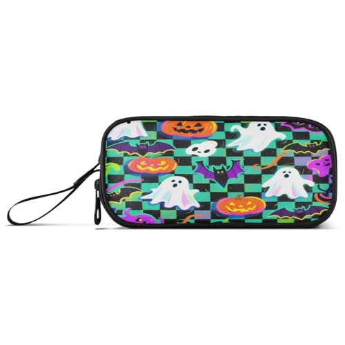 aidingzhi Federmäppchen für Halloween, Grün und Schwarz, Kürbis, Nylon, großes Fassungsvermögen, College-Federmäppchen, Schule, Schreibwaren für elementare Frauen von aidingzhi