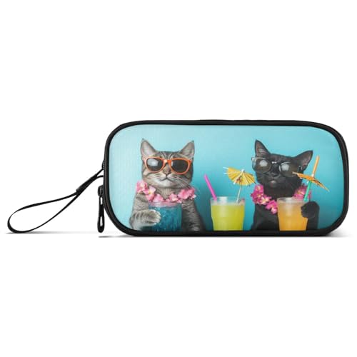 aidingzhi Federmäppchen für Teenager, Motiv: coole Katze mit Sonnenbrille, Nylon, hohe Kapazität, Federmäppchen für Mädchen, Schreibwaren für Mädchen in der Mittelschule von aidingzhi