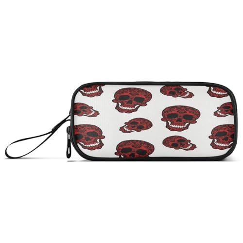 aidingzhi Federmäppchen im Gothic-Stil mit Totenkopf-Spitze, Nylon, große Kapazität, Federmäppchen für Teenager, Mädchen, Schule, Schreibwaren für Jungen von aidingzhi