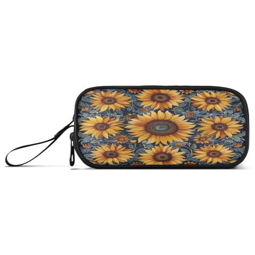 aidingzhi Federmäppchen im Retro-Stil, Boho-Sonnenblumen, Nylon, für Teenager, hohe Kapazität, Federmäppchen für Mädchen, Schule, Schreibwaren für Grundschule von aidingzhi