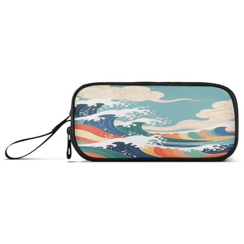 aidingzhi Federmäppchen im Retro-Stil, japanisches Design, bunt, Wellen, Nylon, großes Fassungsvermögen, für Schule, Schreibwaren, Organizer für Bürofrauen aidingzhi Federmäppchen im Retro-Stil, japanisches Design, bunt, Wellen, Nylon, großes Fassungsvermögen, für Schule, Schreibwaren, Organizer für Bürofrauen von aidingzhi