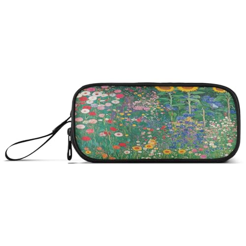 aidingzhi Federmäppchen im Vintage-Stil, Frühlingsblumen-Garten, Illustration, Nylon, großes Reißverschluss-Federmäppchen, hohe Kapazität, Federmäppchen für College, Schule, Schreibwaren für Jungen von aidingzhi