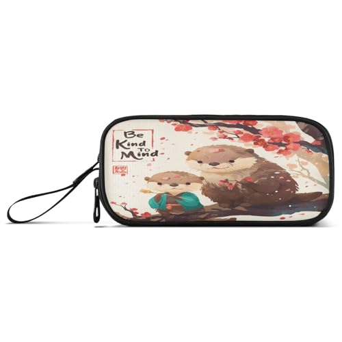 aidingzhi Federmäppchen im chinesischen Stil Otter aus Nylon für Teenager, hohe Kapazität, Federmäppchen für Teenager, Mädchen, Schreibwaren-Organizer für College, Teenager, Mädchen von aidingzhi