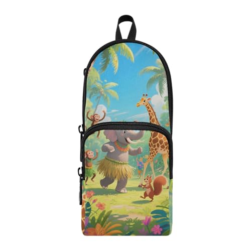 aidingzhi Federmäppchen im tropischen Stil, Tiersammlung, Nylon, 3 Fächer, großes Fassungsvermögen, Federmäppchen für Schule, Schreibwaren, Organizer für die High School von aidingzhi