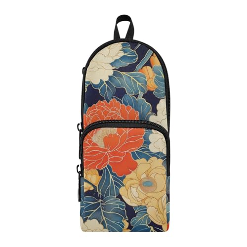 aidingzhi Federmäppchen mit 3 Fächern, bunt, Wasserlilie, Nylon, multifunktional, Reißverschluss, Netz, Schreibwaren-Organizer für Universität von aidingzhi