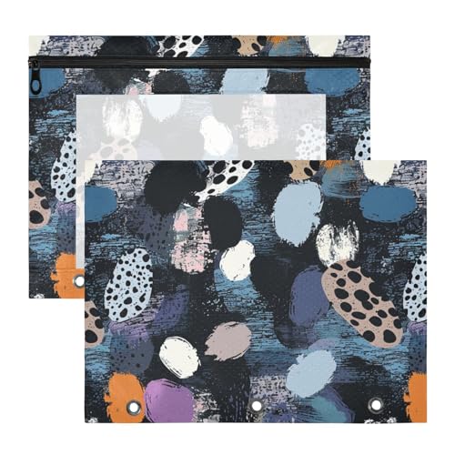 aidingzhi Federmäppchen mit 3 Löchern, für A4-Papier, Briefe, 2 Stück, Lehrer, Klassenzimmer, Schwarz, digitaler Kunstdruck, Leopardenmuster von aidingzhi