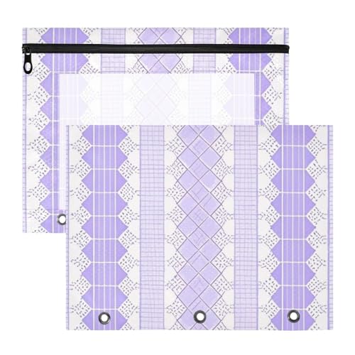 aidingzhi Federmäppchen mit 3 Löchern für A4-Papier, Briefe, 2 Stück, für Lehrer, College, niedliche violette Spitzenstreifen aidingzhi Federmäppchen mit 3 Löchern für A4-Papier, Briefe, 2 Stück, für Lehrer, College, niedliche violette Spitzenstreifen von aidingzhi