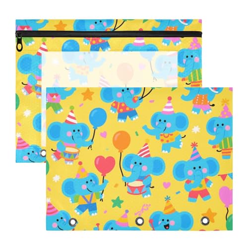 aidingzhi Federmäppchen mit 3 verstärkten Ösen, Aufbewahrungstasche für A4-Papier, Briefe, 2 Stück, Lehrer, Zuhause, niedlicher Cartoon, blauer Elefant aidingzhi Federmäppchen mit 3 verstärkten Ösen, Aufbewahrungstasche für A4-Papier, Briefe, 2 Stück, Lehrer, Zuhause, niedlicher Cartoon, blauer Elefant von aidingzhi