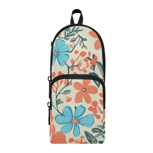 aidingzhi Federmäppchen mit Blumen, Türkis und Koralle, Nylon, 3 Fächer, Mehrzweck- und ästhetisches Federmäppchen, Organizer, Schreibwaren-Tasche für Grundschule aidingzhi Federmäppchen mit Blumen, Türkis und Koralle, Nylon, 3 Fächer, Mehrzweck- und ästhetisches Federmäppchen, Organizer, Schreibwaren-Tasche für Grundschule von aidingzhi