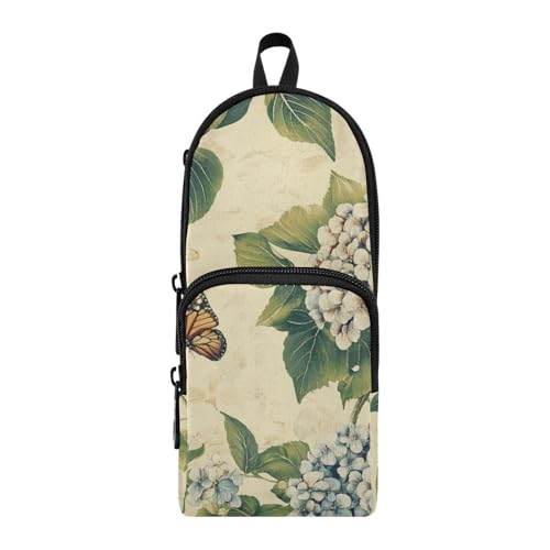 aidingzhi Federmäppchen mit Blumenmotiv, Retro-Design, Nylon, 3 Fächer, großes Fassungsvermögen, Federmäppchen für Schule, Schreibwaren, Organizer für die Mittelschule von aidingzhi