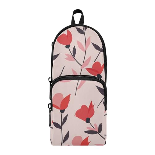 aidingzhi Federmäppchen mit Blumenmuster, Nylon, 3 Fächer, Schulbedarf, großes Fassungsvermögen, Stifteetui, Schreibwaren-Organizer für Büro von aidingzhi