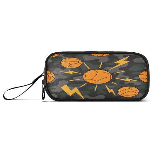 aidingzhi Federmäppchen mit Cartoon-Bällen, Camouflage, Orange, Nylon, große Kapazität, Federmäppchen für College-Schreibwaren für elementare Erwachsene von aidingzhi