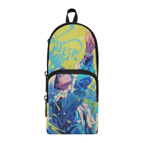 aidingzhi Federmäppchen mit Cartoon-Charakteren, buntes Nylon, 3 Fächer, große Kapazität, Schlitz, Federmäppchen, Schreibwaren-Organizer für Büro von aidingzhi