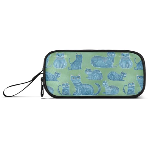 aidingzhi Federmäppchen mit Cartoon-Motiv, russische Bluecats, Grün, Nylon, große Kapazität, Federmäppchen für Schule, Schreibwaren, Tasche für Büro, Erwachsene von aidingzhi