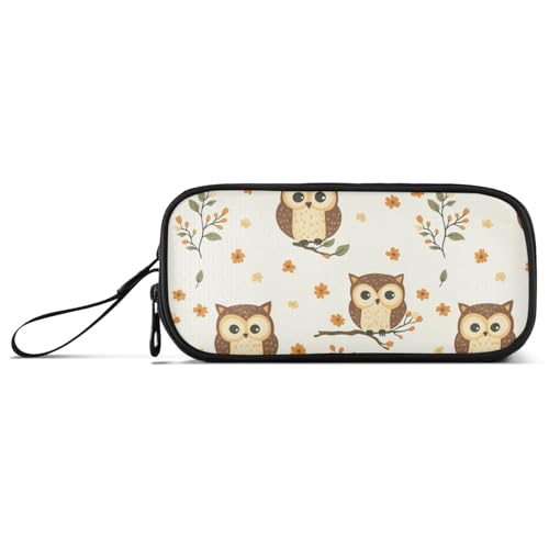 aidingzhi Federmäppchen mit Eulen-Motiv, einfaches Nylon-Federmäppchen für Kinder, großes Fassungsvermögen, Schreibwaren-Tasche für elementare Teenager von aidingzhi