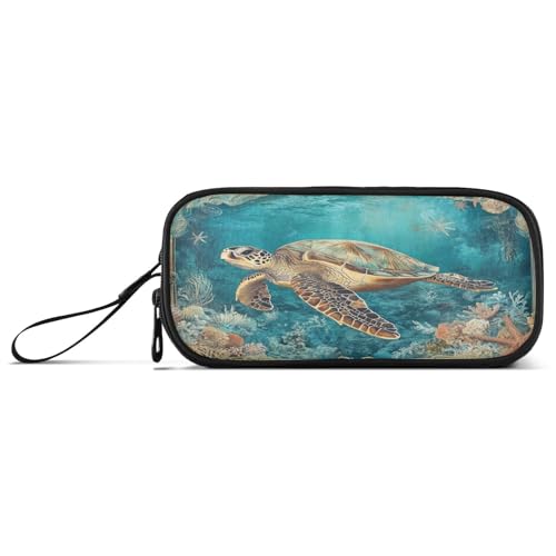 aidingzhi Federmäppchen mit Meeresschildkröte, Korallen, Retro-Design, Nylon, großes Fassungsvermögen, Federmäppchen mit Reißverschluss, Schreibwaren-Organizer für Schulmädchen aidingzhi Federmäppchen mit Meeresschildkröte, Korallen, Retro-Design, Nylon, großes Fassungsvermögen, Federmäppchen mit Reißverschluss, Schreibwaren-Organizer für Schulmädchen von aidingzhi