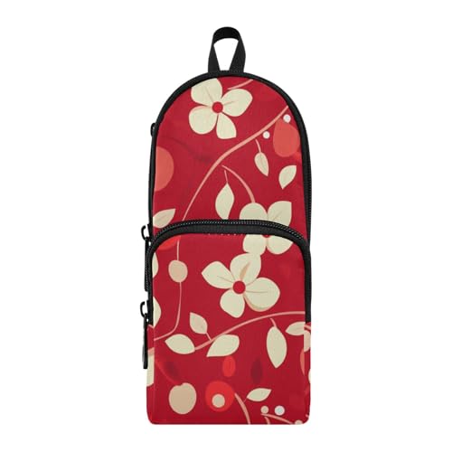 aidingzhi Federmäppchen mit Osterblumen, Kirschrot, Nylon, 3 Fächer, großes Fassungsvermögen, Reißverschluss, Netz, Federmäppchen, Schreibwaren-Organizer für Schulbedarf aidingzhi Federmäppchen mit Osterblumen, Kirschrot, Nylon, 3 Fächer, großes Fassungsvermögen, Reißverschluss, Netz, Federmäppchen, Schreibwaren-Organizer für Schulbedarf von aidingzhi