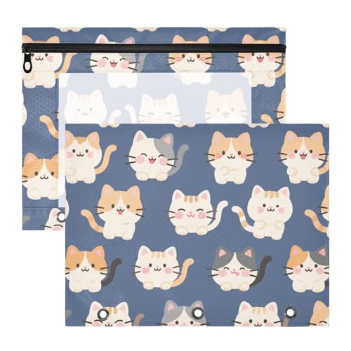 aidingzhi Federmäppchen mit Reißverschluss, Aufbewahrungstasche für A4-Papier, Briefe, 2 Stück, Lehrer, Büro, Cartoon, niedliche weiße Katze aidingzhi Federmäppchen mit Reißverschluss, Aufbewahrungstasche für A4-Papier, Briefe, 2 Stück, Lehrer, Büro, Cartoon, niedliche weiße Katze von aidingzhi