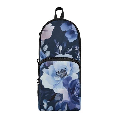 aidingzhi Federmäppchen mit Reißverschluss, Nylon, mit 3 Fächern, Blumenmuster, marineblau, großes Fassungsvermögen, Schreibwaren-Organizer für adrette Schule aidingzhi Federmäppchen mit Reißverschluss, Nylon, mit 3 Fächern, Blumenmuster, marineblau, großes Fassungsvermögen, Schreibwaren-Organizer für adrette Schule von aidingzhi