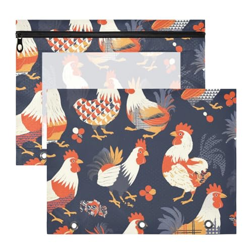 aidingzhi Federmäppchen mit Reißverschluss-Aufbewahrungstasche für A4-Papier, Briefe, 2 Stück, Lehrer, Schulanfang, ästhetische Hühner aidingzhi Federmäppchen mit Reißverschluss-Aufbewahrungstasche für A4-Papier, Briefe, 2 Stück, Lehrer, Schulanfang, ästhetische Hühner von aidingzhi