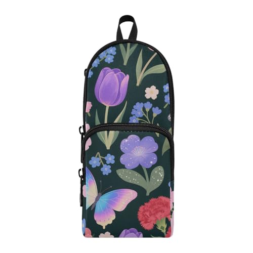 aidingzhi Federmäppchen mit Schmetterlings-Blumen, Nylon, 3 Fächer, großes Fassungsvermögen, Federmäppchen, Organizer, Schreibwaren für die High School aidingzhi Federmäppchen mit Schmetterlings-Blumen, Nylon, 3 Fächer, großes Fassungsvermögen, Federmäppchen, Organizer, Schreibwaren für die High School von aidingzhi