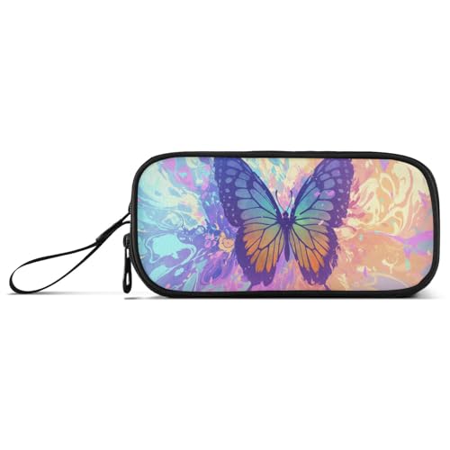 aidingzhi Federmäppchen mit Schmetterlingsmotiv, Nylon, großes Fassungsvermögen, für Teenager, Schreibwaren-Organizer für Schüler, Violett von aidingzhi
