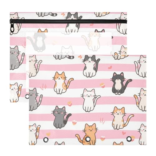 aidingzhi Federmäppchen mit Sichtfenster, Aufbewahrungstasche für A4-Papier, Briefe, 2 Stück, Lehrer, Klassenzimmer, rosa weiße Streifen, Cartoon-Katze aidingzhi Federmäppchen mit Sichtfenster, Aufbewahrungstasche für A4-Papier, Briefe, 2 Stück, Lehrer, Klassenzimmer, rosa weiße Streifen, Cartoon-Katze von aidingzhi