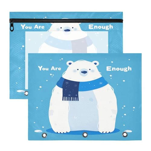 aidingzhi Federmäppchen mit Sichtfenster, für A4-Papier, Briefe, 2 Stück, Studenten, Schulbedarf, Gletscherbär, Blau von aidingzhi