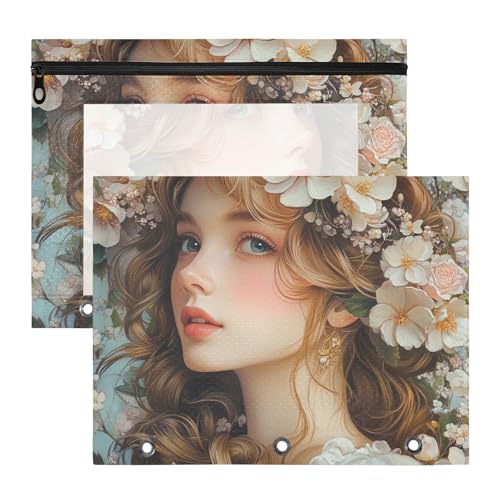 aidingzhi Federmäppchen mit Sichtfenster für A4-Papier, Briefe, 2 Stück, Studenten, Zuhause, Mucha-Stil, Schönheit von aidingzhi