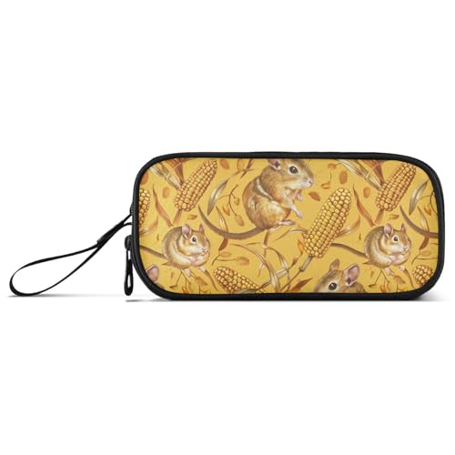 aidingzhi Federmäppchen mit Tierrennmaus und Maisstruktur, für Teenager, großes Fassungsvermögen, Federmäppchen für Mädchen, Schreibwarentasche für adrette Schulfrauen von aidingzhi