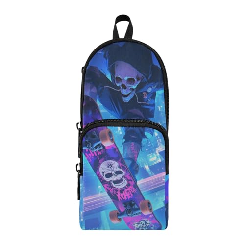 aidingzhi Federmäppchen mit Totenkopf und Skateboard, Neon-Farbe, Nylon, 3 Fächer, Federmäppchen, multifunktional, großes Federmäppchen, Schreibwaren-Organizer für Grundschule aidingzhi Federmäppchen mit Totenkopf und Skateboard, Neon-Farbe, Nylon, 3 Fächer, Federmäppchen, multifunktional, großes Federmäppchen, Schreibwaren-Organizer für Grundschule von aidingzhi