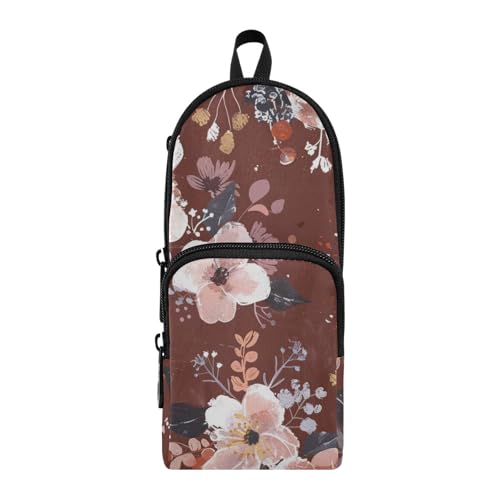 aidingzhi Federmäppchen mit braunen Blumen, Nylon, 3 Fächer, Schulbedarf, großes Fassungsvermögen, Federmäppchen mit Fächern, Schreibwaren-Organizer für adrette Schule aidingzhi Federmäppchen mit braunen Blumen, Nylon, 3 Fächer, Schulbedarf, großes Fassungsvermögen, Federmäppchen mit Fächern, Schreibwaren-Organizer für adrette Schule von aidingzhi