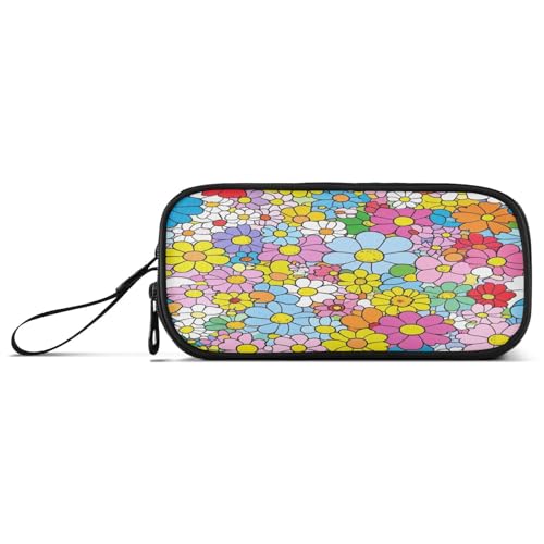 aidingzhi Federmäppchen mit bunten Blumen, minimalistisches Nylon, große Kapazität, Federmäppchen für Mädchen, Schreibwaren-Organizer für Schule, Jugendliche von aidingzhi