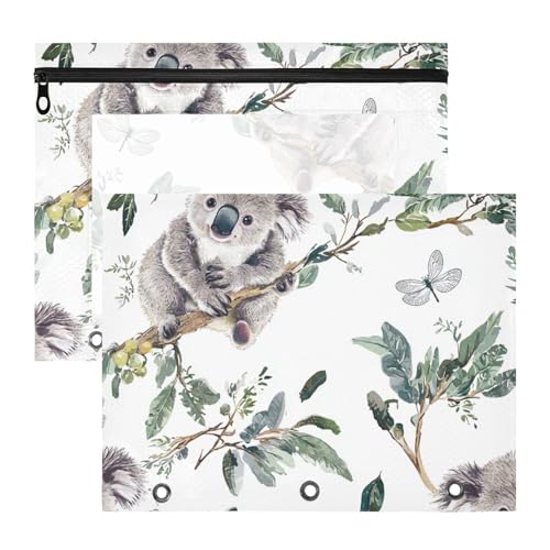 aidingzhi Federmäppchen mit glatten Reißverschlüssen, 3-Lochung für A4-Papier, Briefe, 2 Stück, Lehrer, Schulbedarf, Cartoon, niedlicher grauer Koala-Schmetterling aidingzhi Federmäppchen mit glatten Reißverschlüssen, 3-Lochung für A4-Papier, Briefe, 2 Stück, Lehrer, Schulbedarf, Cartoon, niedlicher grauer Koala-Schmetterling von aidingzhi