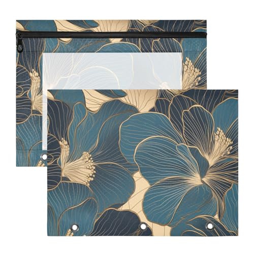 aidingzhi Federmäppchen mit glatten Reißverschlüssen, 3 Ringe, Tasche für A4-Papier, Briefe, 2 Stück, Lehrer, College, Blaugrün, Gold, Blumenmuster aidingzhi Federmäppchen mit glatten Reißverschlüssen, 3 Ringe, Tasche für A4-Papier, Briefe, 2 Stück, Lehrer, College, Blaugrün, Gold, Blumenmuster von aidingzhi