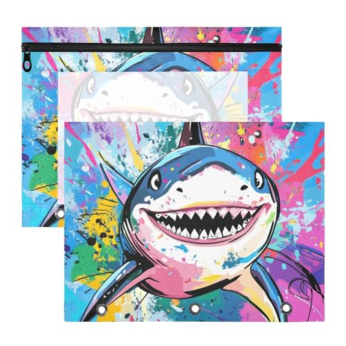 aidingzhi Federmäppchen mit glatten Reißverschlüssen, Stifthalter für A4-Papier, Briefe, 2 Stück, Studenten, Schulbedarf, Schönheit, Hai, bunt, Aquarell aidingzhi Federmäppchen mit glatten Reißverschlüssen, Stifthalter für A4-Papier, Briefe, 2 Stück, Studenten, Schulbedarf, Schönheit, Hai, bunt, Aquarell von aidingzhi