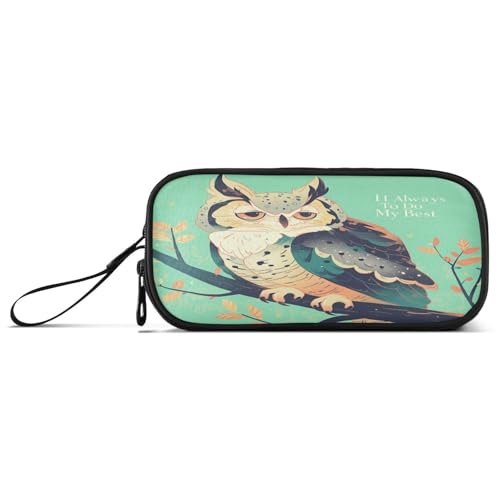 aidingzhi Federmäppchen mit grüner Eule, niedliches Nylon-Federmäppchen für Kinder, großes Fassungsvermögen, für Teenager, Mädchen, Schule, Schreibwaren für Mittelschule und Jungen von aidingzhi