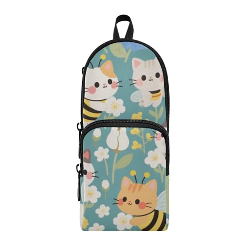 aidingzhi Federmäppchen mit niedlichem Bienenkatzenmotiv, Nylon, 3 Fächer, Mehrzweck- und ästhetisches Federmäppchen, Schreibwaren-Organizer für die High School aidingzhi Federmäppchen mit niedlichem Bienenkatzenmotiv, Nylon, 3 Fächer, Mehrzweck- und ästhetisches Federmäppchen, Schreibwaren-Organizer für die High School von aidingzhi