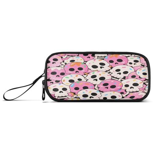 aidingzhi Federmäppchen mit niedlichem Cartoon-Totenkopf-Design, bunt, Halloween, Nylon, großes Fassungsvermögen, Federmäppchen mit Fächern, Schreibwaren-Organizer für High School Man von aidingzhi