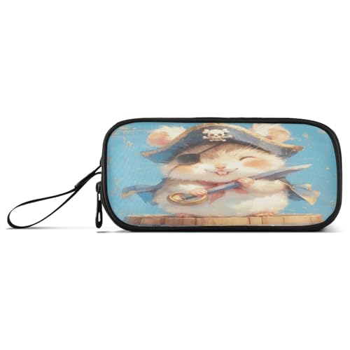 aidingzhi Federmäppchen mit niedlichem Hamster-Piraten-Design, Retro-Stil, Nylon, hohe Kapazität, Federmäppchen für Teenager, Mädchen, Schreibwaren-Tasche für Schullehrer von aidingzhi