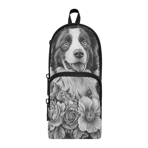 aidingzhi Federmäppchen mit niedlichem Hundegesicht, Blumen, Nylon, 3 Fächer, großes Federmäppchen, multifunktionales Federmäppchen, Organizer, Schreibwaren-Organizer für Schulbedarf aidingzhi Federmäppchen mit niedlichem Hundegesicht, Blumen, Nylon, 3 Fächer, großes Federmäppchen, multifunktionales Federmäppchen, Organizer, Schreibwaren-Organizer für Schulbedarf von aidingzhi