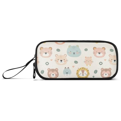 aidingzhi Federmäppchen mit niedlichen Tiergesichtern, Nylon, für Teenager, Mädchen, hohe Kapazität, Federmäppchen, Organizer, Schreibwaren-Tasche für Schuljungen, Niedliche Tiergesichter, 1 size von aidingzhi