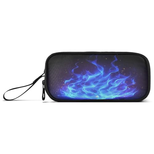 aidingzhi Federmäppchen mit realistischem blauem Flammenmuster, Nylon, großes Fassungsvermögen, Federmäppchen für Schule, Herren von aidingzhi